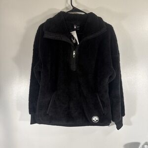 Spyder Women's 1/4 Zip Sherpa Fleece Pullover Sweatshirt Black Size Small Soft